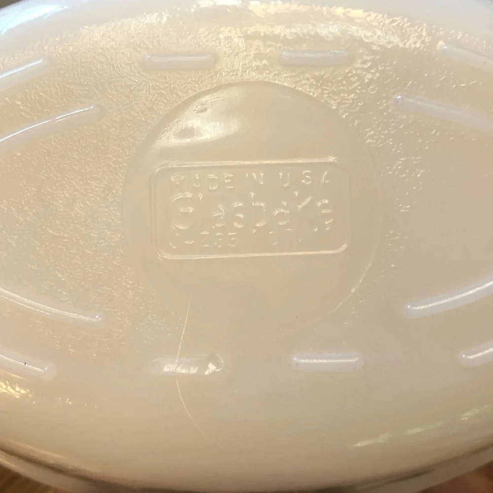 Glasbake 1 Quart Baking Dish Turquoise Fruit Pattern